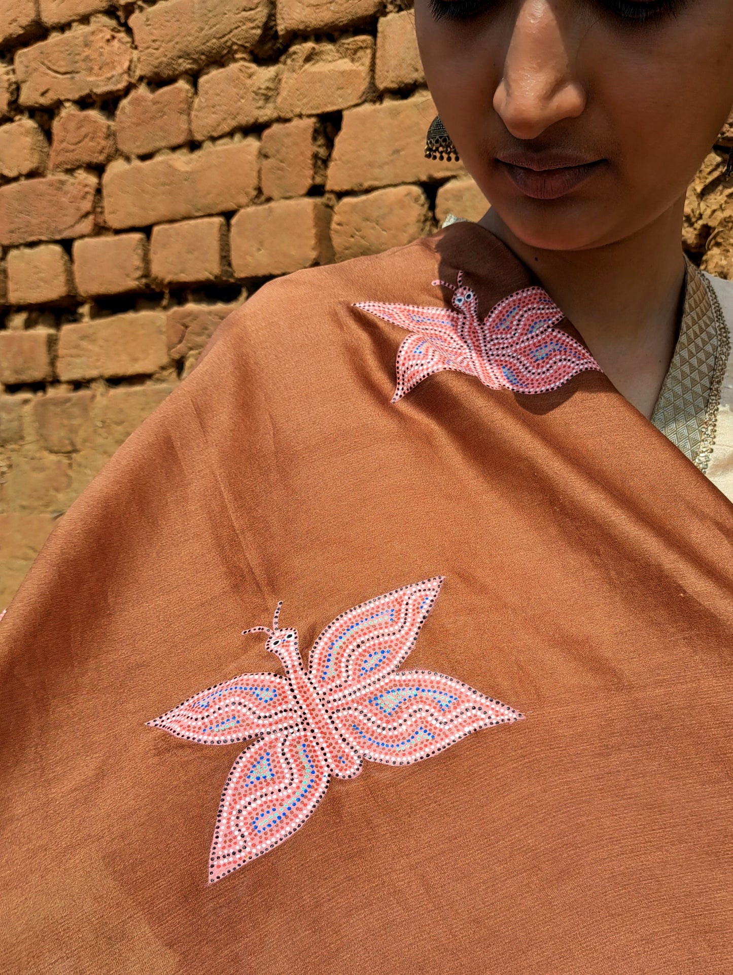 Original Bhil Handpainted Chanderi Stole