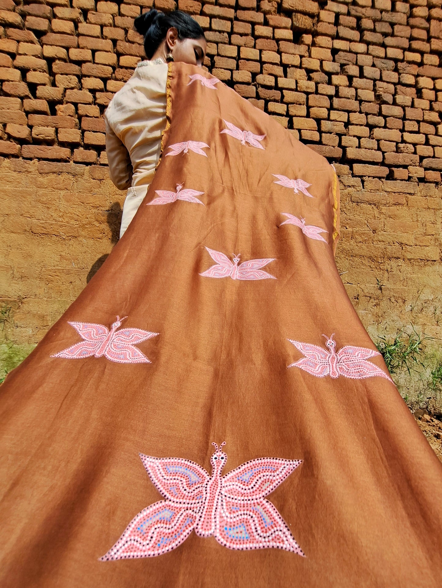 Original Bhil Handpainted Chanderi Stole