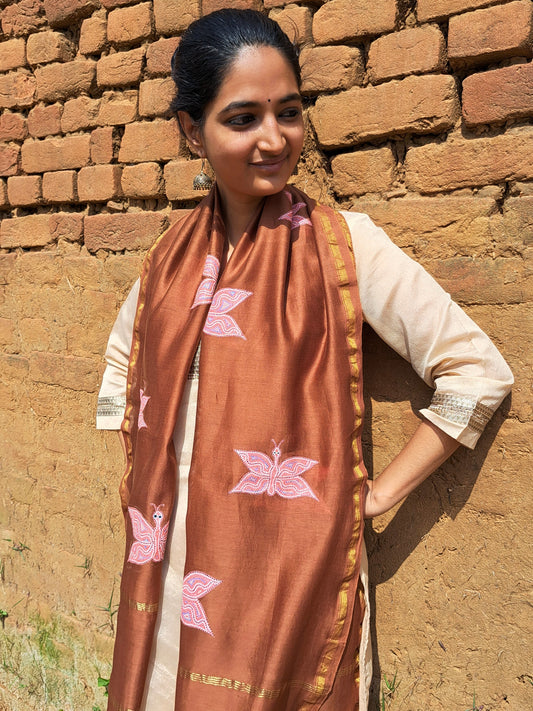 Original Bhil Handpainted Chanderi Stole