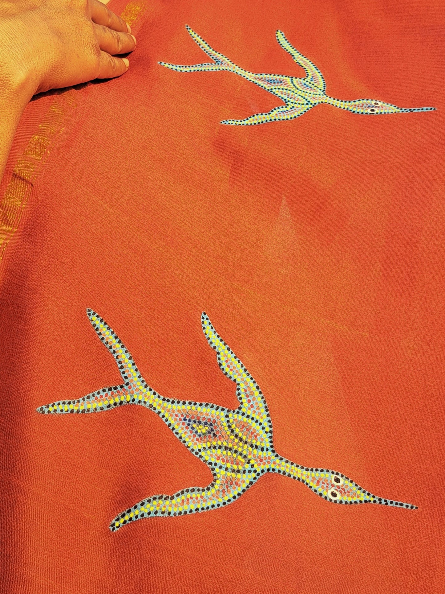 Original Bhil Hand painted Chanderi Stole