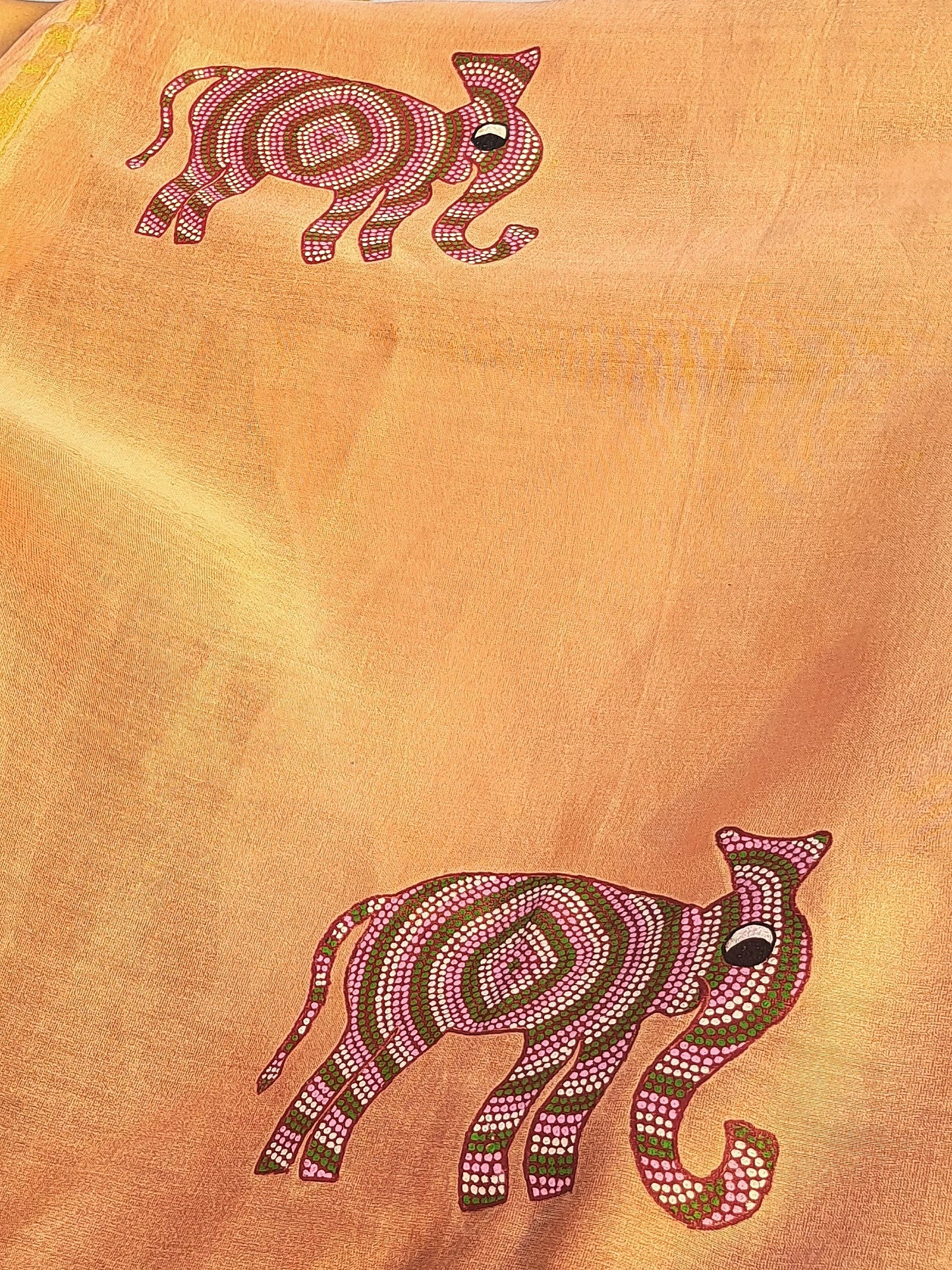 Original Bhil Hand painted Chanderi Stole